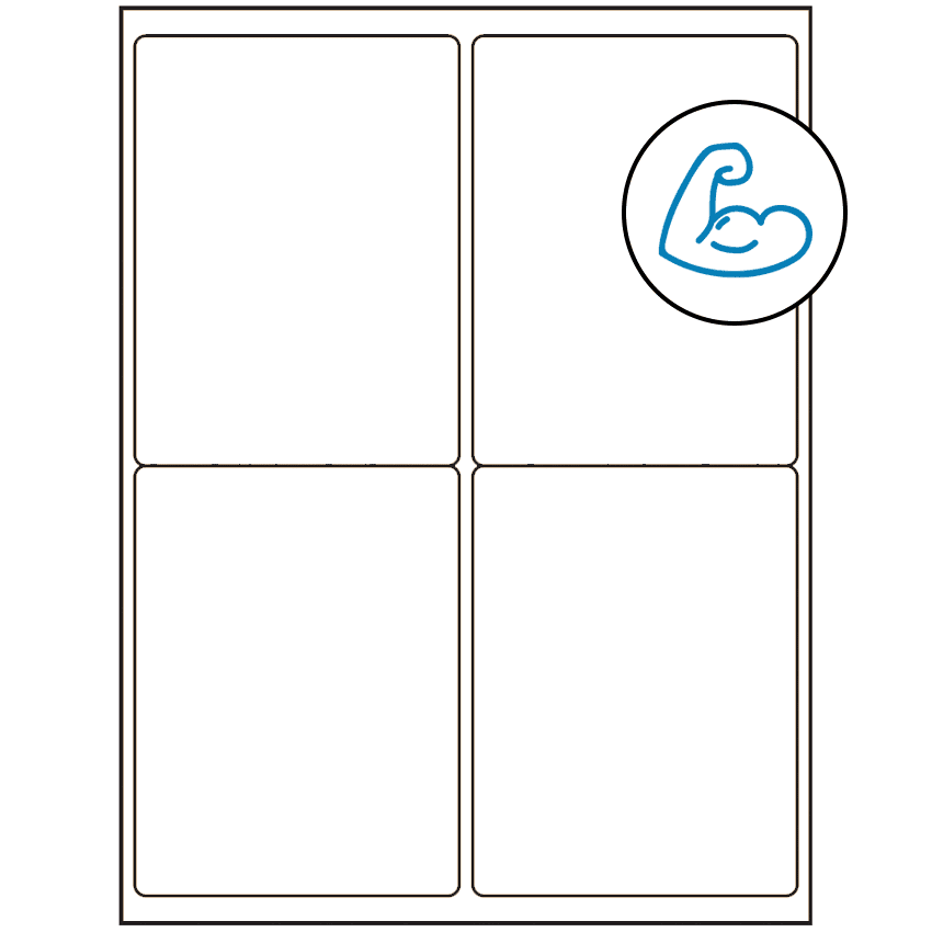 4" x 5" White Rectangular Sheet Labels (4-UP) - Ultra Aggressive Adhesive