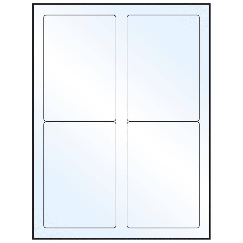3.5" x 5" White Mid Gloss Rectangular Sheet Labels (4-UP)