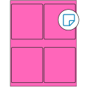 4" x 4.5" Fluorescent Pink Rectangular Sheet Labels - Removable Adhesive