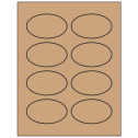 3.33" x 2" Brown Kraft Oval Sheet Labels
