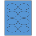 3.33" x 2" Fluorescent Blue Oval Sheet Labels