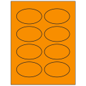 3.33" x 2" Fluorescent Orange Oval Sheet Labels