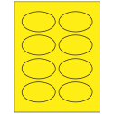 3.33" x 2" Fluorescent Yellow Oval Sheet Labels