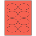 3.33" x 2" Red Oval Sheet Labels