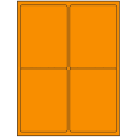 4" x 5" Fluorescent Orange Rectangular Sheet Labels (4-UP)