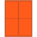 4" x 5" Fluorescent Red Rectangular Sheet Labels (4-UP)