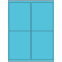 4" x 5" Turquoise Rectangular Sheet Labels (4-UP)