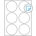 3.33" White Circular Sheet Labels - Removable Adhesive