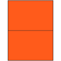 8.5" x 5.5" Fluorescent Red Rectangular Sheet Labels (2-UP)
