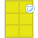 4" x 3.25" Fluorescent Yellow Rectangular Sheet Labels - Removable Adhesive