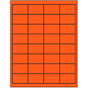 2" x 1.25" Fluorescent Red Rectangular Sheet Labels