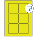 3" x 3" Fluorescent Yellow Square Sheet Labels - Removable Adhesive