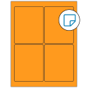 3.75" x 4.75" Fluorescent Orange Rectangular Sheet Labels - Removable Adhesive