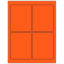 3.75" x 4.75" Fluorescent Red Rectangular Sheet Labels