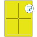 3.75" x 4.75" Fluorescent Yellow Rectangular Sheet Labels - Removable Adhesive
