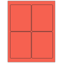3.75" x 4.75" Red Rectangular Sheet Labels
