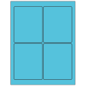 3.75" x 4.75" Turquoise Rectangular Sheet Labels