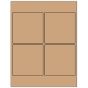 4" x 4" Brown Kraft Square Sheet Labels