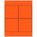 4" x 4" Fluorescent Red Square Sheet Labels
