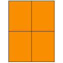 4.25" x 5.5" Fluorescent Orange Rectangular Sheet Labels (4-UP)