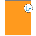 4.25" x 5.5" Fluorescent Orange Rectangular Sheet Labels (4-UP) - Removable Adhesive