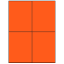 4.25" x 5.5" Fluorescent Red Rectangular Sheet Labels (4-UP)