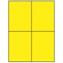 4.25" x 5.5" Fluorescent Yellow Rectangular Sheet Labels (4-UP)