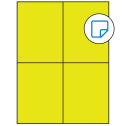 4.25" x 5.5" Fluorescent Yellow Rectangular Sheet Labels (4-UP) - Removable Adhesive