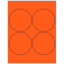 4" Fluorescent Red Circular Sheet Labels
