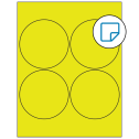 4" Fluorescent Yellow Circular Sheet Labels - Removable Adhesive