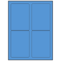 3.5" x 5" Fluorescent Blue Rectangular Sheet Labels (4-UP)
