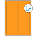 3.5" x 5" Fluorescent Orange Rectangular Sheet Labels (4-UP) - Removable Adhesive
