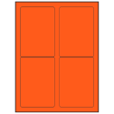 3.5" x 5" Fluorescent Red Rectangular Sheet Labels (4-UP)