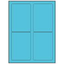 3.5" x 5" Turquoise Rectangular Sheet Labels (4-UP)