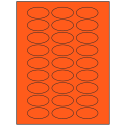 2" x 1" Fluorescent Red Oval Sheet Labels