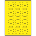 2" x 1" Fluorescent Yellow Oval Sheet Labels