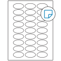 2" x 1" White Oval Sheet Labels - Removable Adhesive