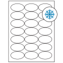 2.5" x 1.375" White Oval Sheet Labels - Freezer Grade Adhesive