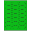 2.5" x 1.375" Fluorescent Green Oval Sheet Labels