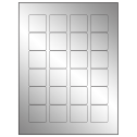 1.5" x 1.5" Silver Foil Square Sheet Labels