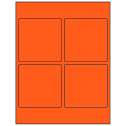 3.875" x 3.875" Fluorescent Red Square Sheet Labels