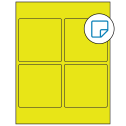 3.875" x 3.875" Fluorescent Yellow Square Sheet Labels - Removable Adhesive