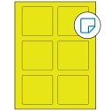 3.25" x 3" Fluorescent Yellow Rectangular Sheet Labels - Removable Adhesive