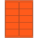 4" x 2" Fluorescent Red Rectangular Sheet Labels (10-UP)