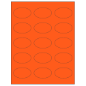 2.375" x 1.4375" Fluorescent Red Oval Sheet Labels