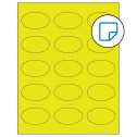 2.375" x 1.4375" Fluorescent Yellow Oval Sheet Labels - Removable Adhesive