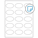2.375" x 1.4375" White Oval Sheet Labels - Removable Adhesive