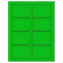 3.375" x 2.33" Fluorescent Green Rectangular Sheet Labels