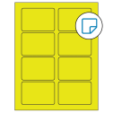 3.375" x 2.33" Fluorescent Yellow Rectangular Sheet Labels - Removable Adhesive