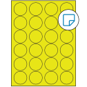 1.625" Fluorescent Yellow Circular Sheet Labels - Removable Adhesive